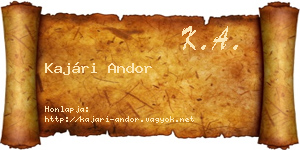 Kajári Andor névjegykártya